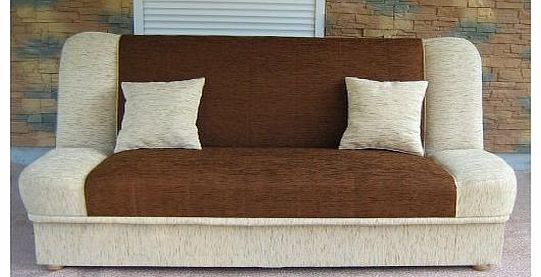 Polska Wersalka - Brown Sofa Bed Maddy with bedding place and clic-clak mechanism. Any colors