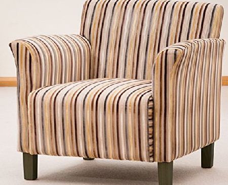 Sofa Collection Brand New Vivaldi Striped Fabric Tub Chair/Armchair Seating, Fabric, Brown, 75 x 74 x 85 cm