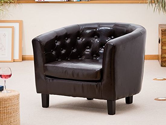 Sofa Collection Chesterfield Style Tub Chair With Studded Back in Brown Leather