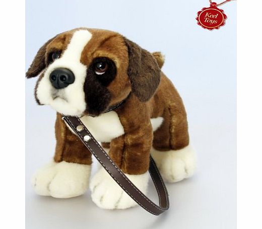 Soft Toys 30cm Golden Labrador Soft Toy Dog on Brown Lead