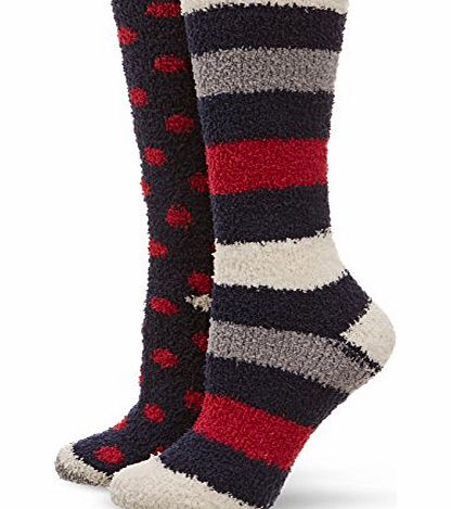 Soho Collection Womens 2 Pack Slipper Socks, Multicoloured (Spot/Stripe), Size 4-7 (Manufacturer Size:One Size)