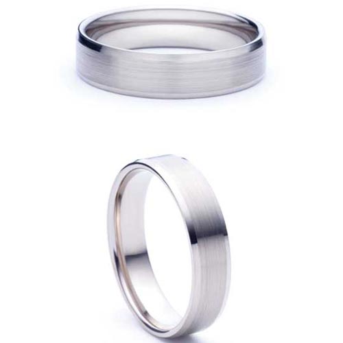6mm Medium Flat Court Soleil Wedding Band Ring In 9 Ct White Gold