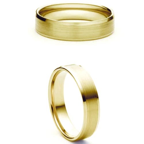 6mm Medium Flat Court Soleil Wedding Band Ring In 9 Ct Yellow Gold