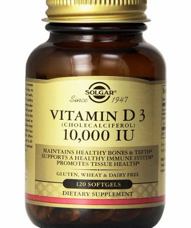Solgar Natural Vitamin D3, 10,000 IU, 120 Softgels