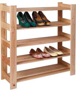 Solid Pine 5 Shelf Shoe Storage Rack