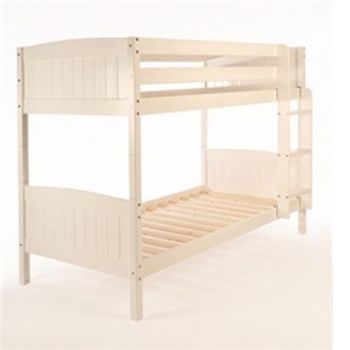 Solid Pine Bunk Bed in White with Two Mattresses