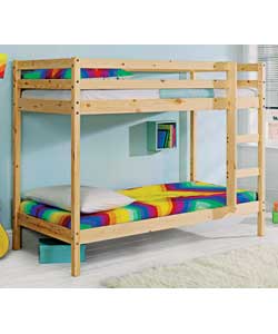 Solid Shorty Bunk Bed with Sprung Mattress - Pine