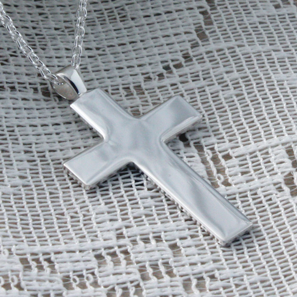 Solid Silver Cross Pendant in Personalised Box