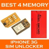 I-PHONE 3G REBEL SIM UNLOCK - INCLUDES FREE SCREEN PROTECTOR - WORKS WITH ALL IPHONE VERSIONS - NO CUT VERSION