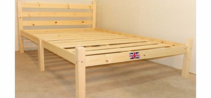 Double Pine Bed 4ft 6 HEAVY DUTY Wooden Frame with extra wide base slats and centre rail - VERY STRONG