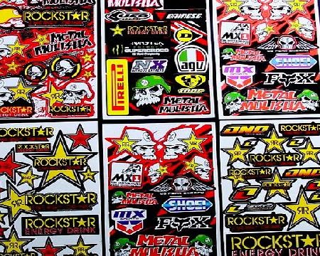 6 sheets `` Motocross stickers `` a/Ms boys sticker bomb Rockstar bmx bike Scooter Moped army Decal Stickers