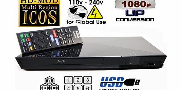 2014 SONY BDP-S1200 Multizone All Region Code Free DVD Blu ray Player - 1 USB, 1 HDMI, 1 COAX, 1 ETHERNET + 6 Feet HDMI Cable Included. Small Size (W x D x H) 199 x 193 x 42 mm. 100~240V 50/60Hz Intl 