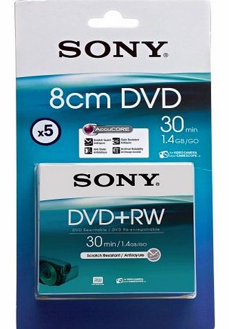 5 Pack 8cm DVD+RW 30 Min - Blister