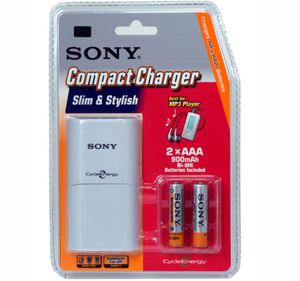Compact Charger for AA and AAA Batteries Inc. 2 x 900mAh AAA Batteries - #CLEARANCE