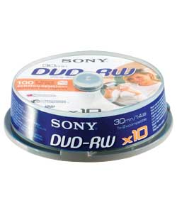 sony DVDRW 30 Minute Tapes - 10 Pack