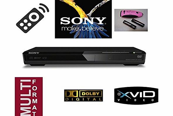 Sony DVP-SR170 Compact DVD Player - Multi Format inc MP3 amp; JPEG -MPEG-4- ASP amp; Xvid PLayback with Video DAC - Includes Power traveller rechargeable LED Tourch and Batteries.