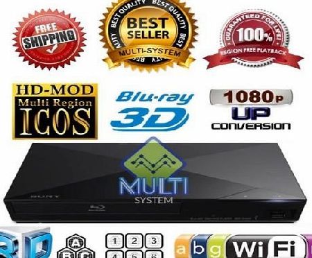 NEW 2014 SONY BDP-S5200 2D/3D Wi-Fi Multi Region Zone Free Blu Ray DVD Player - PAL/NTSC - Worldwide Voltage 100~240V - 1 USB, 1 HDMI, 1 COAX, 1 ETHERNET Connections + 6 Feet HDMI Cable Included.