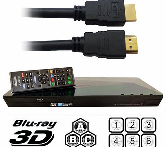  2D/3D BDP-S5100 All Zone Multi Region DVD Blu ray Player w Built in 2.4Ghz Wi-Fi - 2 USB, 1 HDMI, 1 COAX, 1 ETHERNET. 100~240V 50/60Hz Intl Version with EU/UK Power Plug (2m HDMi Cable Included)