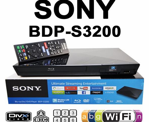 Sony  BDP-S3200 Built-in Wi-Fi Multizone All Region Code Free DVD Blu ray Player - 1 USB, 1 HDMI, 1 COAX, 1 ETHERNET   6 Feet HDMI Cable Included. Small Size (W x D x H) 199 x 193 x 42 mm. 100~240V 50/