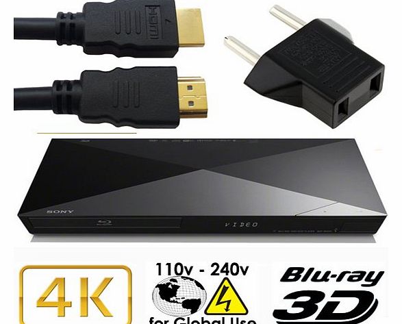 Sony  BDP-S6200 FLAGSHIP 2K/4K 2D/3D All Zone Multi Region DVD Blu ray Player w Built in 2.4Ghz Wi-Fi - 2 USB, 1 HDMI, 1 COAX, 1 ETHERNET. 100~240V 50/60Hz Intl Version with EU/UK Power Plug (2m HDMi C