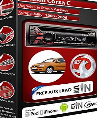 Sony Vauxhall Corsa C car stereo Sony CD player with AUX in plays iPod iPhone Android