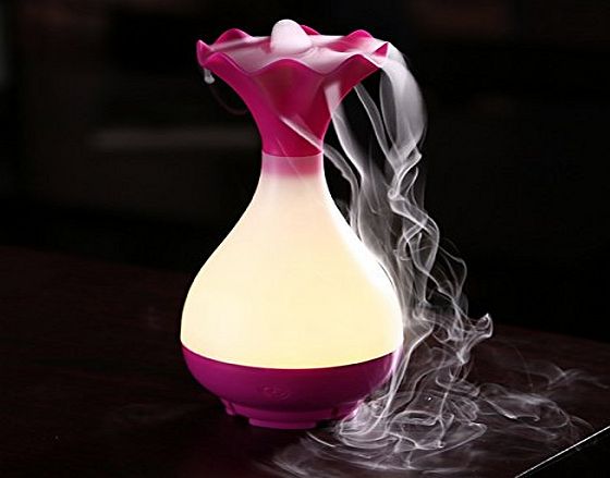 SOONHUA Aroma Diffuser Humidifier,Ultrasonic Aromatherapy Essential Oil Diffuser with LED Night Light, Whisper-Quiet Cool Mist Humidifier,Waterless Auto Shut-off (Rose Red)