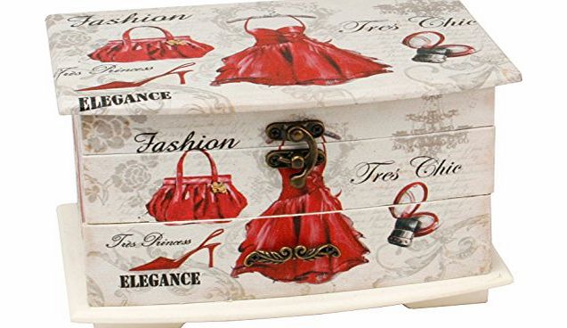 Sophia Little Red Dress design Jewellery Box with Lid and Drawer