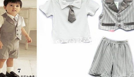SOPO Baby Short Sleeve Gentlemen Suit with Bow Tie Formal Wear Summer Set (2-3y)