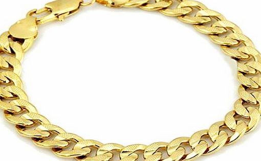 SOPO Bangle Bracelet SOPO 18ct Yellow Gold Filled Bracelets for Men 9mm 8.1`` Curb Chain