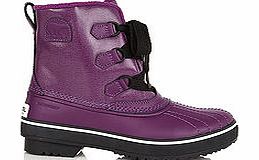 Childrens purple leather boots