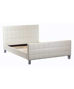 Sorrento Double White Faux Leather Bed - Frame Only