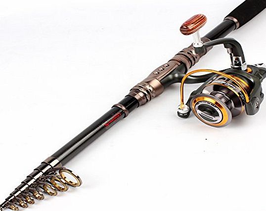 Sougayilang Spinning Telescopic Portable Fishing Rod Combos Travel Carbon Fishing Rod and Reel Set (2.4m/7.94ft DK3000)