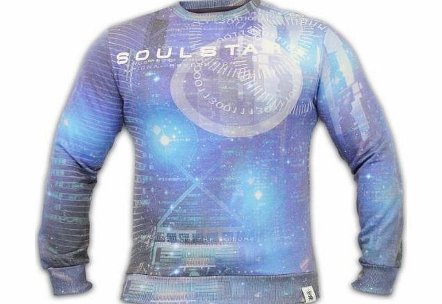 SoulStar Mens Soul Star Sweatshirt BINARY Blue Medium