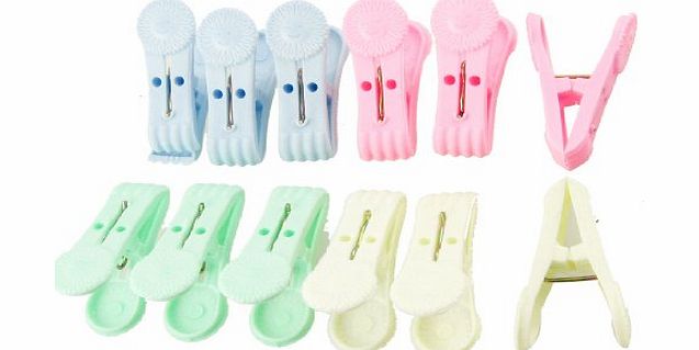 Sourcingmap 12 Pcs Colorful Plastic Clothing Pegs Clips Clothes Pins