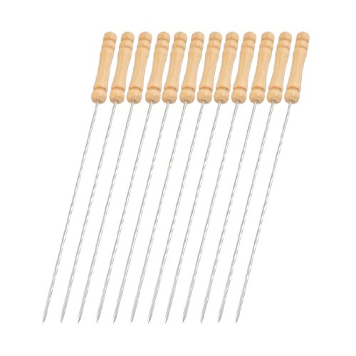 12 Pieces Outdoor Portable BBQ Needle Barbeque Skewers 11.8`` Length