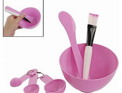 Sourcingmap Facial Skin Care Mask Mixing Bowl Stick Brush Gauge Spoon Set Pink