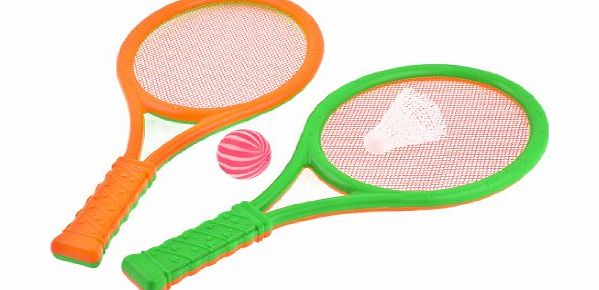 Sourcingmap Kids Toys Green Orange Red Plastic Badminton Rackets w Shuttlecock w Pingpong