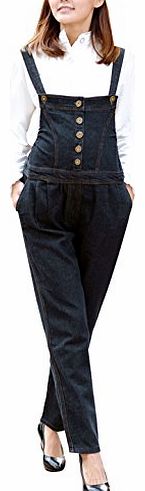 Sourcingmap Maternity Casual Denim Jeans Blue Suspender Trousers Overalls L
