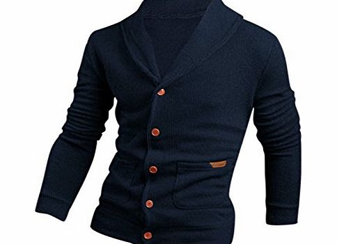 Sourcingmap Men Shawl Collar Single Breasted Imitation Leather Detail Cardigan