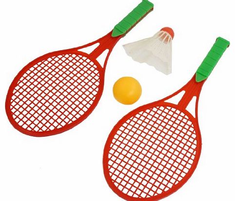 Sourcingmap Red Plastic Shaft Green Handle Badminton Shuttlecock Pingpong Sport Equipment Set