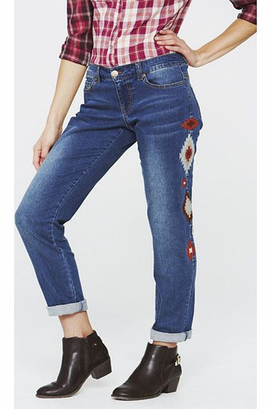 South Embroidered Boyfriend Jeans