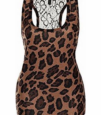 SOUTHBEACH Womens South Beach Leopard Print Lounge Range Lace Vest Top Ladies Size UK 10-12