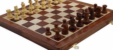SouvNear Ultimate 12`` Inch Classic Wooden Travel Chess Set with Magnetic Staunton Pieces and Folding Game Board (Doubles up as Storage Case) - Handmade by Artisans in Fine Rosewood with a Walnut Wood 