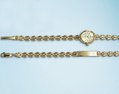 ladies 9ct chanpagne dial diamond set watch and ID bracelet set