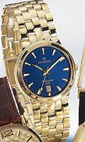 Sovereign Mens Gold Blue Round Dial Bracelet Watch