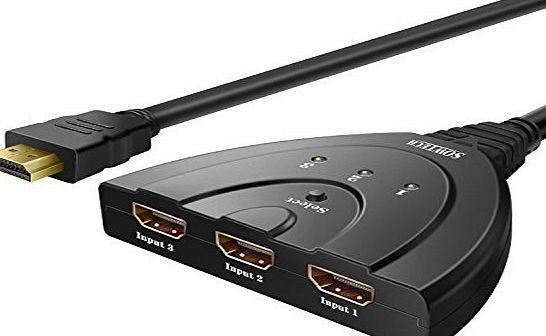 SOWTECH TM) HDMI Switch, 3 Port HDMI Switch with Pigtail HDMI Cable, Gold Plated Connector, 3D support, HDMI Switcher Splitter for HDTV, PS3, Xbox One, 360, Bluray Player, DVD Player etc.