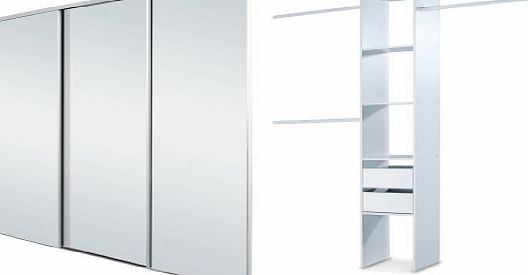 White Framed Mirror Triple Sliding Wardrobe Door Basix Kit up to 2235mm (7ft 4ins) wide.