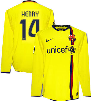 Spanish teams Nike 08-09 Barcelona L/S away (Henry 12)