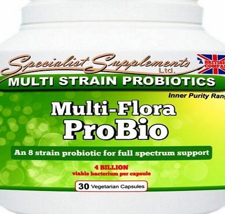 Specialist Supplements Ltd. Multi-Flora ProBio: powerful 8 Strain Probiotic (30 VegiCaps) - Probiotic Good Bacteria for Digestion amp; Intestinal Health
