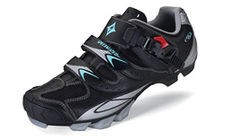Specialized Women specific MTB shoes feature reduced toe-box width for accurate fit and a deeper hee